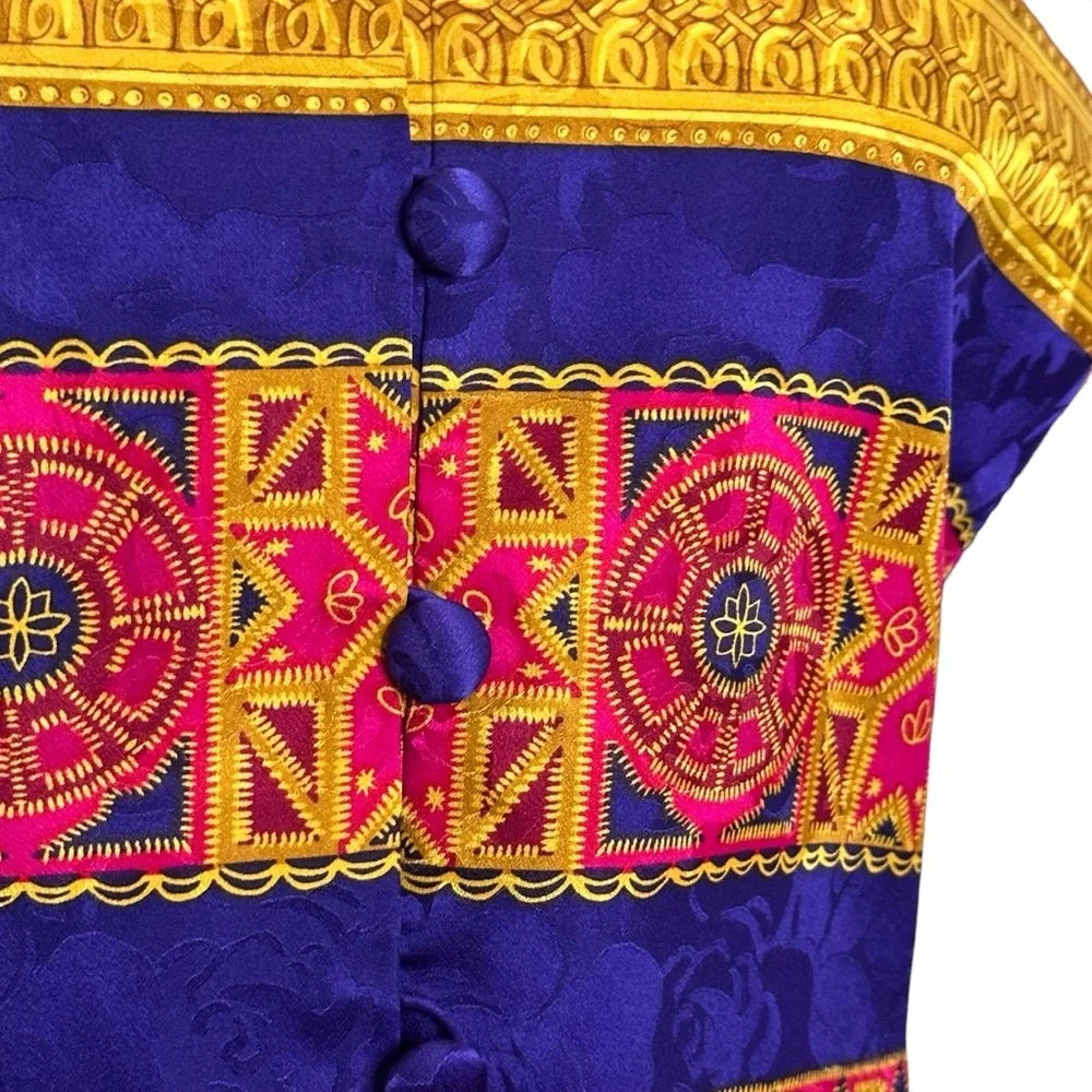 Adrianna Papell Blazer 8 Colorful Silk 90’s Vintage Jacket - Picture 5 of 9